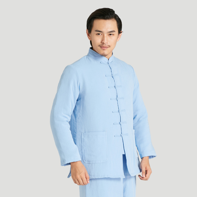 Unisex Tai Chi odjevni set od lana s pamukovom podstavom, jednobojan, za odrasle