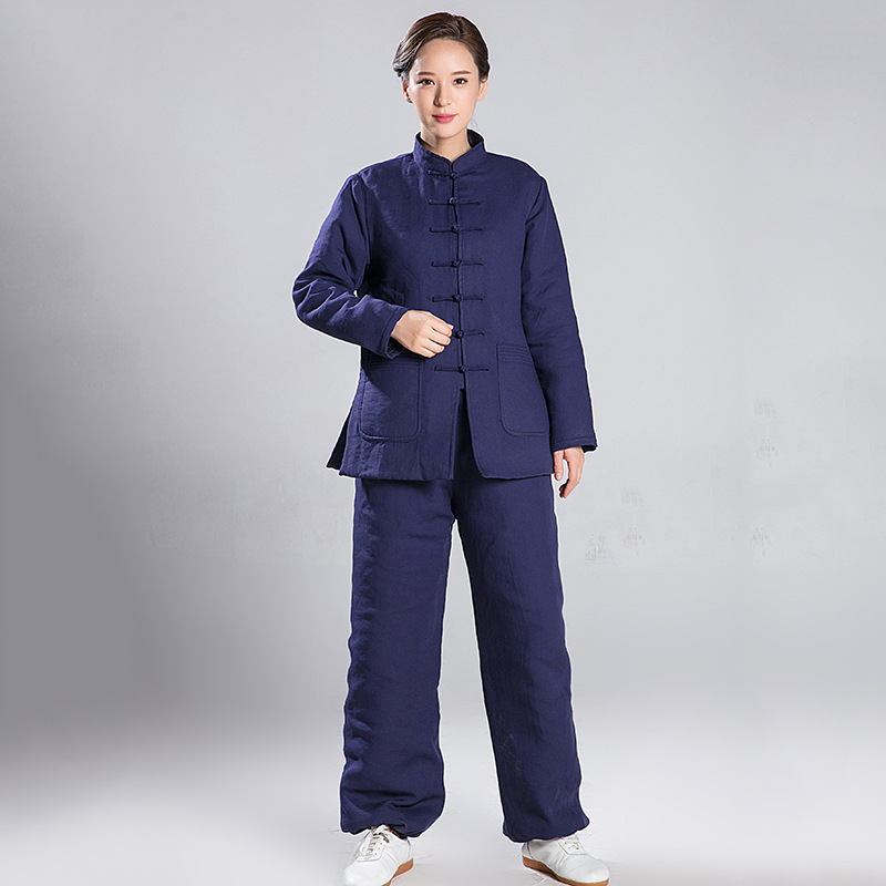 Unisex Tai Chi odjevni set od lana s pamukovom podstavom, jednobojan, za odrasle