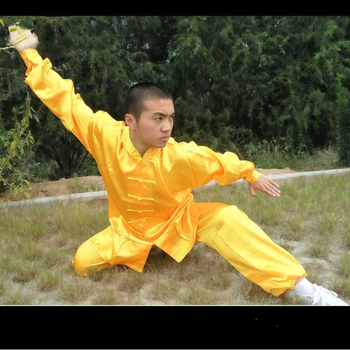 Униформа за тай чи, унисекс, за деца, еднотонна, изкуствена коприна полиестер