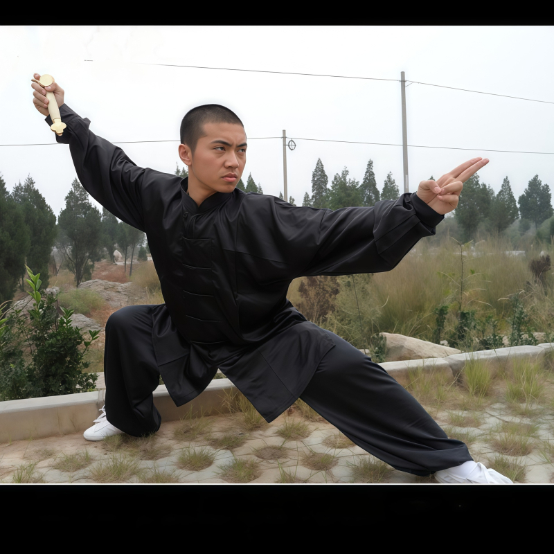 Униформа за тай чи, унисекс, за деца, еднотонна, изкуствена коприна полиестер