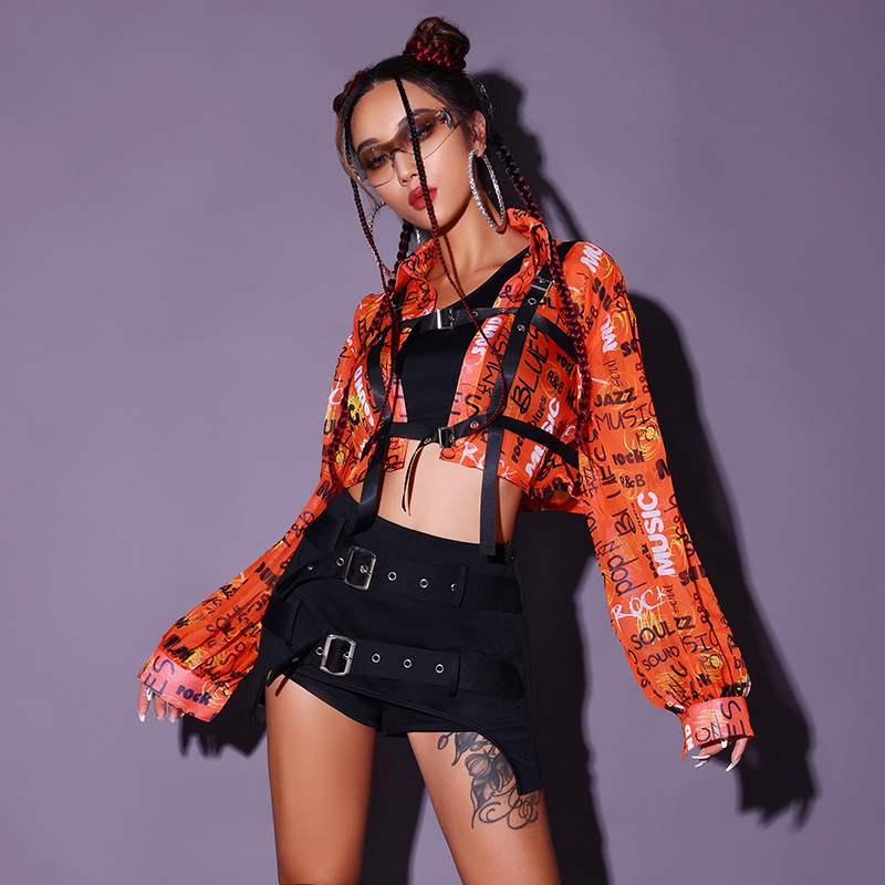 Ženski skupni plesni kostim za nastupe na pozornici u stilovima K-Pop/Jazz/Hip-Hop, mješavina poliestera i spandexa (30–50% poliester), uzrast 18–24, jesen 2023