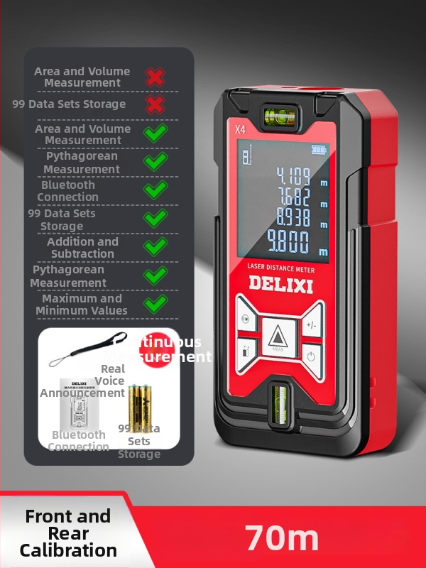 Lāzera distancmērītājs ar infrasarkano staru, augsta precizitāte, rokas izmantošanai, uzlādējams