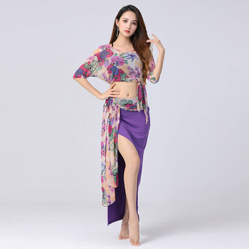Butterfly brend — haljina za vježbanje belly dance — Bat rukav, cvjetni uzorak, vitki silueta (Materijal: Modal; Glavno vlakno: klorirano vlakno; Za ples trbuha; Žensko)