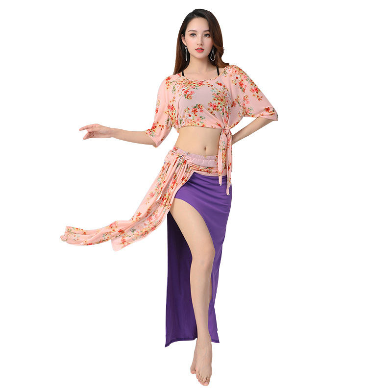 Butterfly brend — haljina za vježbanje belly dance — Bat rukav, cvjetni uzorak, vitki silueta (Materijal: Modal; Glavno vlakno: klorirano vlakno; Za ples trbuha; Žensko)