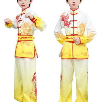 Dječji kostim za kung fu za nastupe, kineskog stila Tai Chi trening odjeća, unisex, uzorak 69850, laneno platno