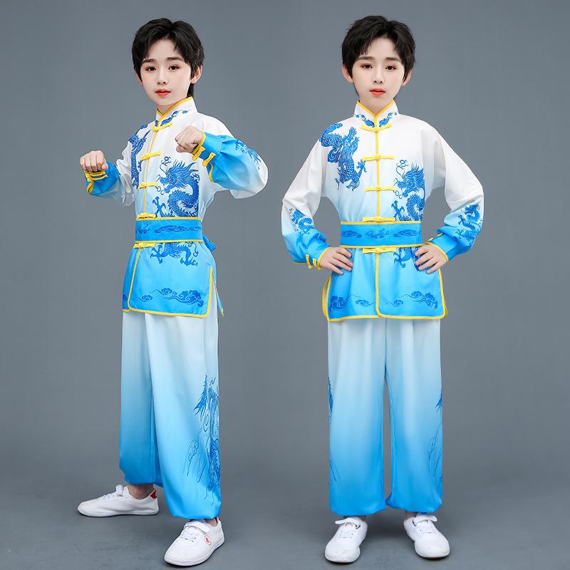 Dječji kostim za kung fu za nastupe, kineskog stila Tai Chi trening odjeća, unisex, uzorak 69850, laneno platno