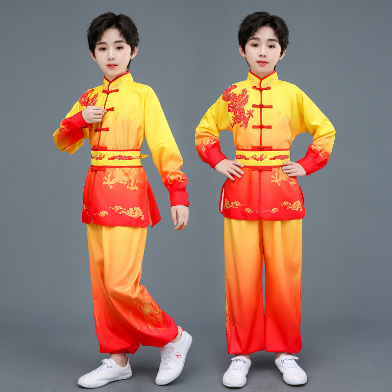 Dječji kostim za kung fu za nastupe, kineskog stila Tai Chi trening odjeća, unisex, uzorak 69850, laneno platno