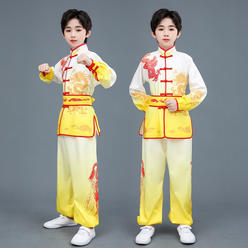 Dječji kostim za kung fu za nastupe, kineskog stila Tai Chi trening odjeća, unisex, uzorak 69850, laneno platno