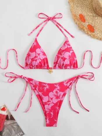Vezu bikini trokut, visokim strukom, otvorena leđa, poliester s elastanom, umetak za dojke