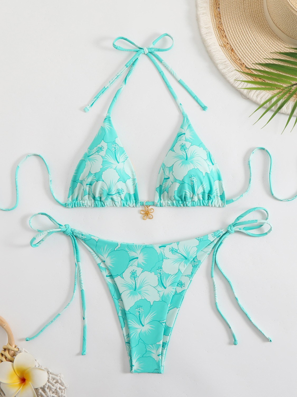 Vezu bikini trokut, visokim strukom, otvorena leđa, poliester s elastanom, umetak za dojke