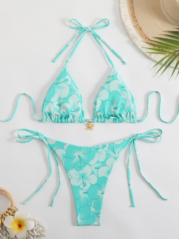 Vezu bikini trokut, visokim strukom, otvorena leđa, poliester s elastanom, umetak za dojke