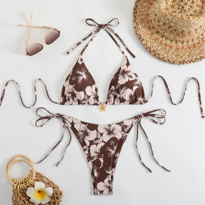Vezu bikini trokut, visokim strukom, otvorena leđa, poliester s elastanom, umetak za dojke