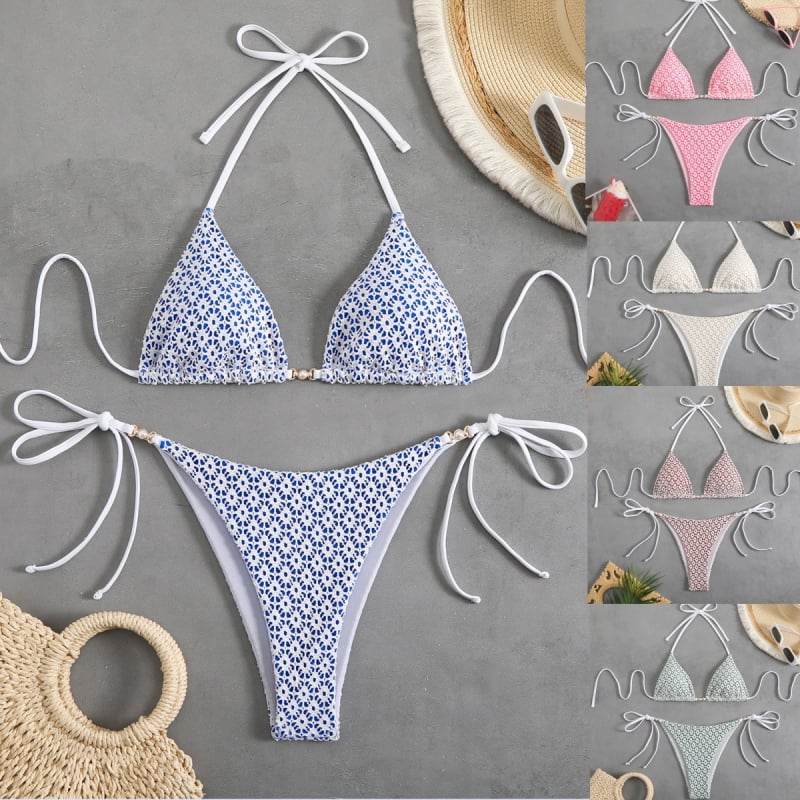 Ženski poliester dvodijelni bikini s jastučićem za prsima, uski kroj, 200 g