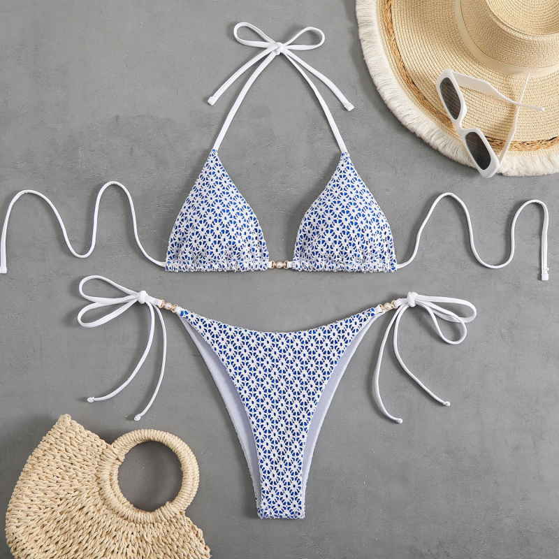 Ženski poliester dvodijelni bikini s jastučićem za prsima, uski kroj, 200 g