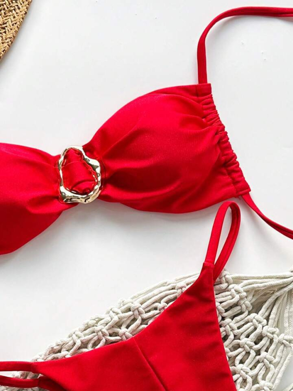 Ženski bikini kostim s sjajnom dvostrukom tkaninom, umetak za prsni koš, najlon 82% tkanina s podstavom 82%, 130 g, bez rukava