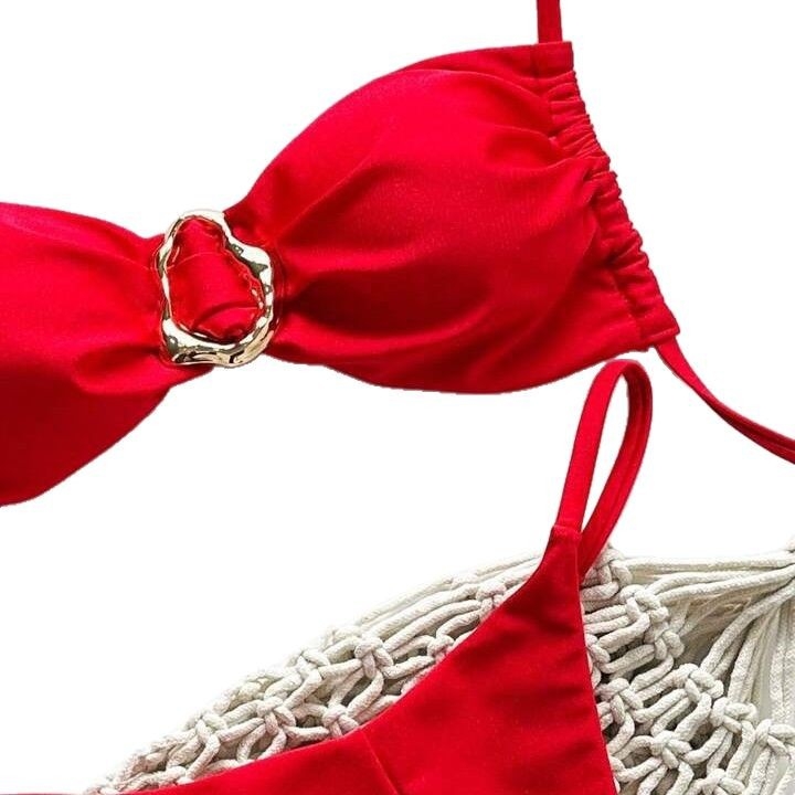 Ženski bikini kostim s sjajnom dvostrukom tkaninom, umetak za prsni koš, najlon 82% tkanina s podstavom 82%, 130 g, bez rukava