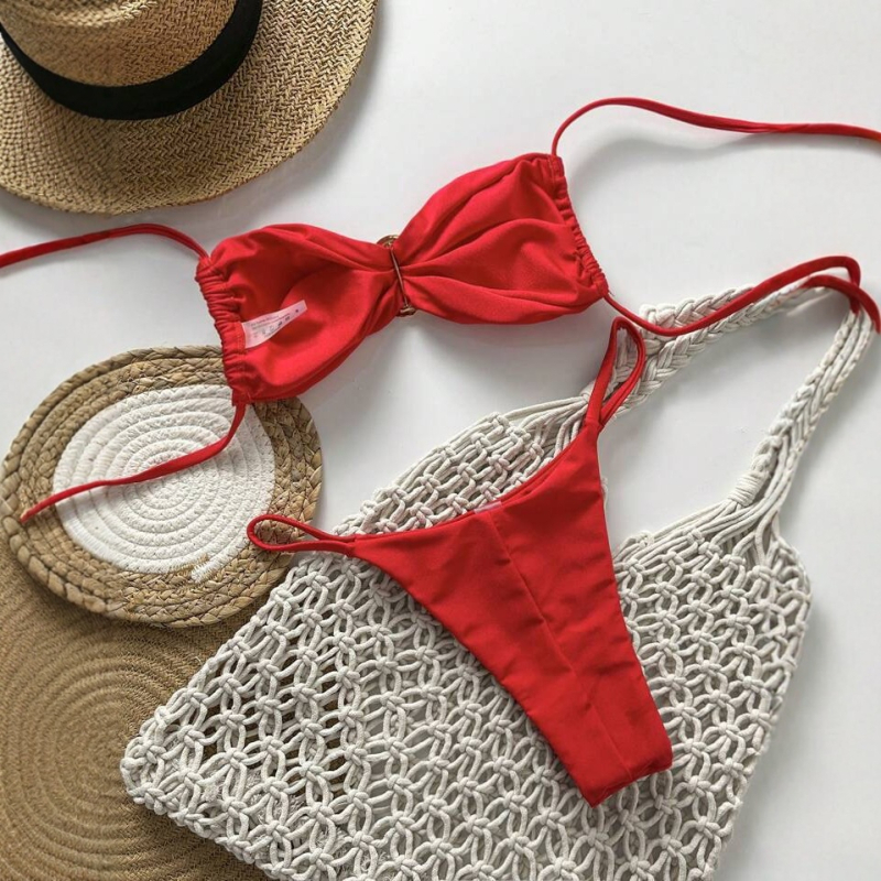 Ženski bikini kostim s sjajnom dvostrukom tkaninom, umetak za prsni koš, najlon 82% tkanina s podstavom 82%, 130 g, bez rukava