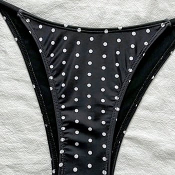 Ženski dvodijelni bikini s vezicama na vrhu, retro točkasti uzorak, jastučići za prsa, poliester s podstavom od spandeksa