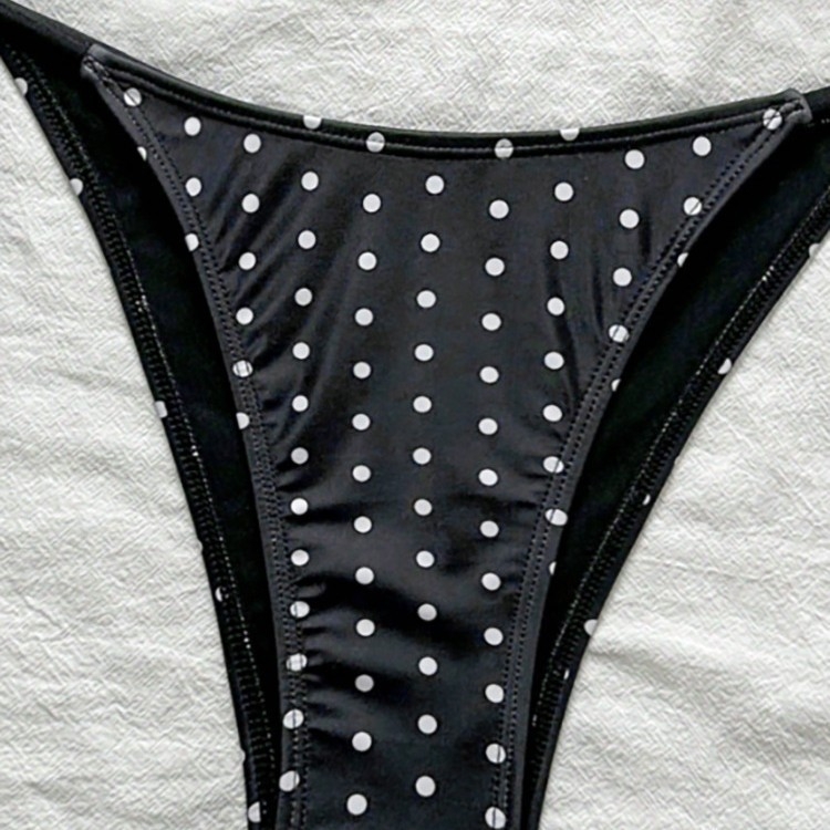 Ženski dvodijelni bikini s vezicama na vrhu, retro točkasti uzorak, jastučići za prsa, poliester s podstavom od spandeksa