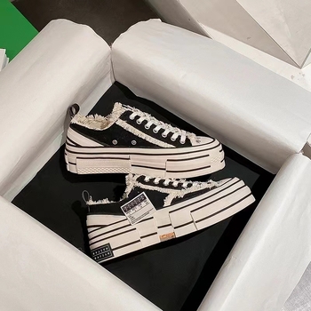 Adidași din pânză cu platformă, unisex, model dungat, talpă din cauciuc, creștere aînălțimii