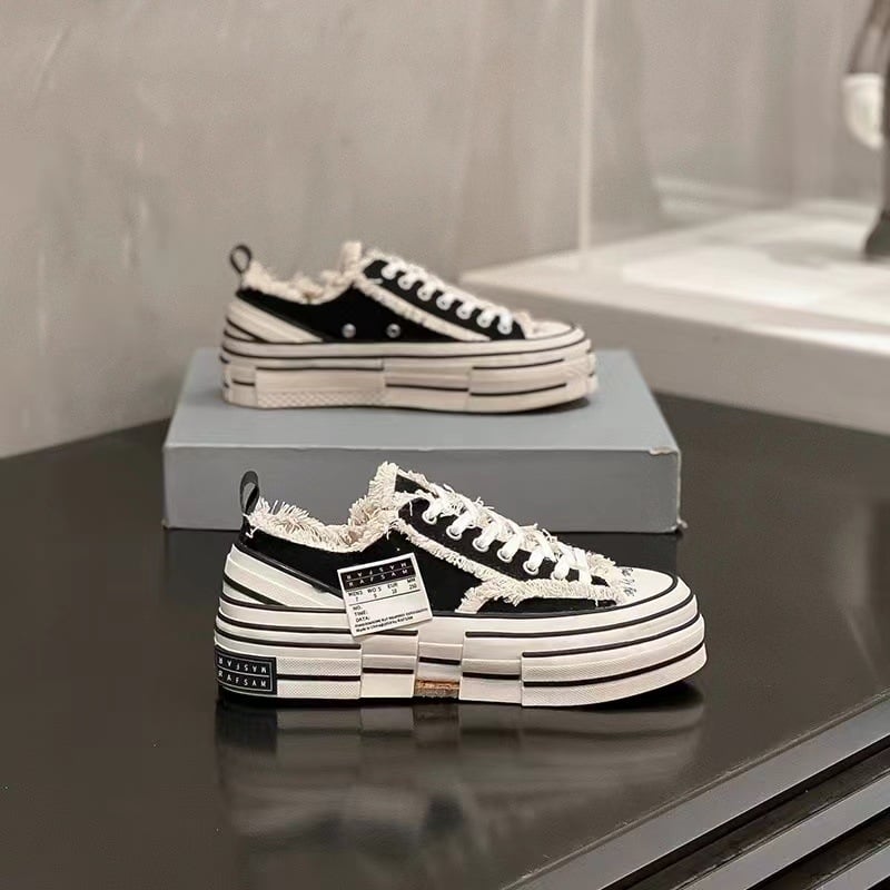 Adidași din pânză cu platformă, unisex, model dungat, talpă din cauciuc, creștere aînălțimii