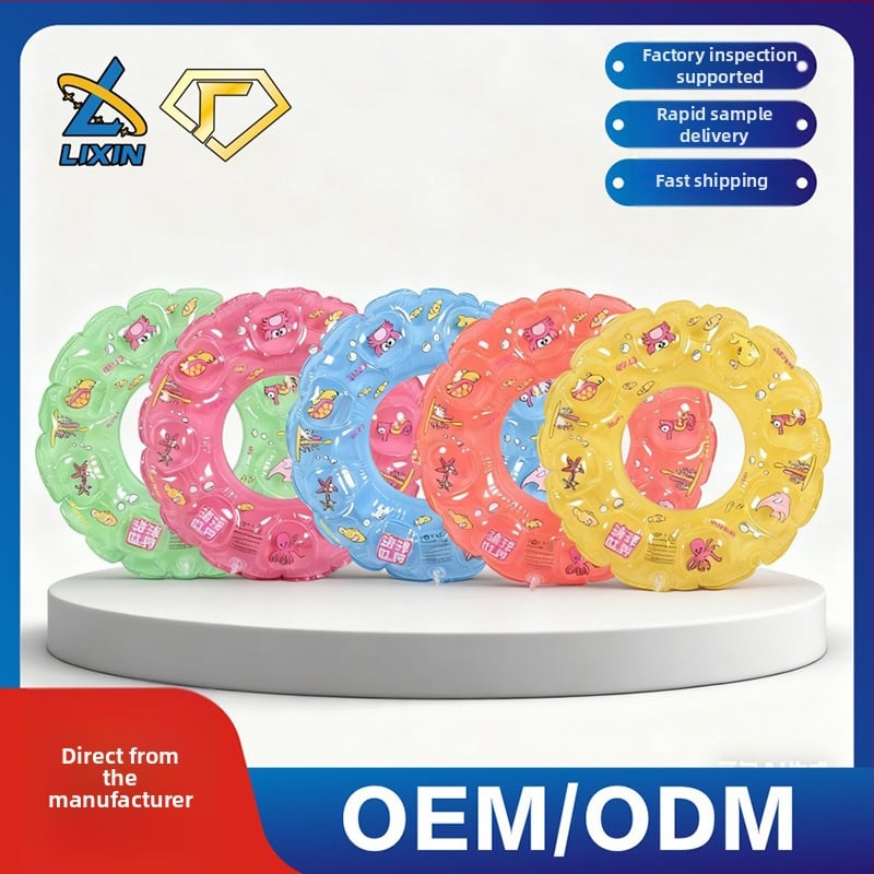 Inel de înot pentru copii, design desen animat, PVC ecologic, grosime 0,25 mm, model solid, potrivit pentru înot și pășire în apă