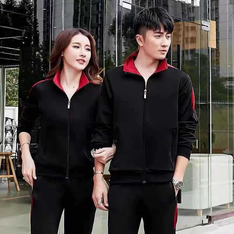 Korējas stila sporta brīvā laika kostīms ar garām piedurknēm un stāvā kakla apkakli, 65% poliesters, pavasaris–rudens, universāls