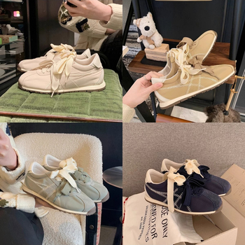 Pantofi Forrest Gump pentru femei – partea superioară din piele de vită, vârf rotund, toc plat, talpă din cauciuc, căptușeală din lână de miel