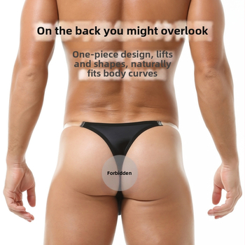 Férfi nylon alacsony derekú T-string alsónemű, egyszínű, pamut betéttel