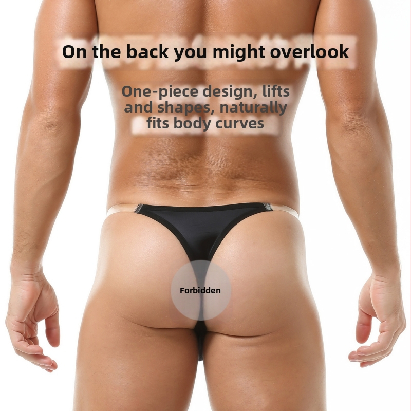 Pánske nohavičky T-string z nylonu, nízky pás, jednofarebné, priedušné, bavlnená výstelka v rozkroku