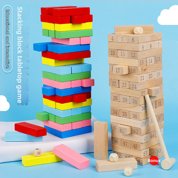 Дървена балансираща игра за стекване на блокчета — дървен материал; марка Take it; подходяща за деца 7–14 г.; развива координацията ръце-мозък