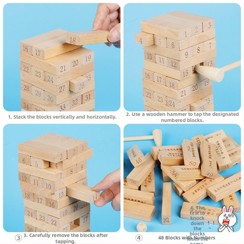 Дървена балансираща игра за стекване на блокчета — дървен материал; марка Take it; подходяща за деца 7–14 г.; развива координацията ръце-мозък