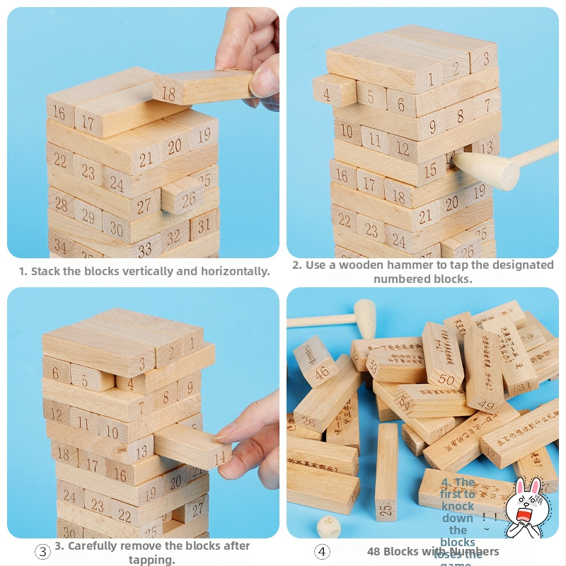 Дървена балансираща игра за стекване на блокчета — дървен материал; марка Take it; подходяща за деца 7–14 г.; развива координацията ръце-мозък