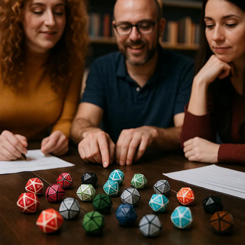 Szorítható TTRPG dobókészlet – ABS anyagú nyolcszögletű dobókockák lekerekített sarkokkal, 30 darabos készlet