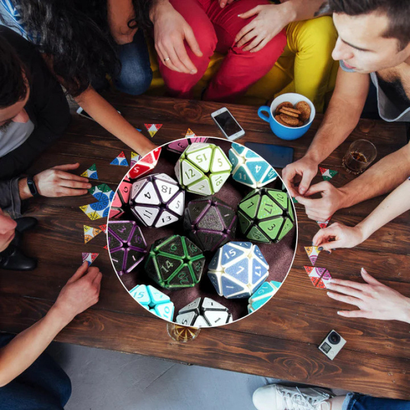 Szorítható TTRPG dobókészlet – ABS anyagú nyolcszögletű dobókockák lekerekített sarkokkal, 30 darabos készlet