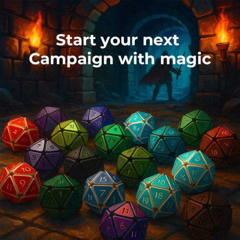 Szorítható TTRPG dobókészlet – ABS anyagú nyolcszögletű dobókockák lekerekített sarkokkal, 30 darabos készlet