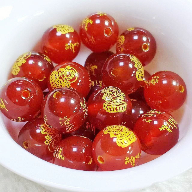 8 mm agatne perle za DIY nakit – pet bogova bogatstva, slobodne perle za narukvice, ogrlice i privjeske (polu završene)