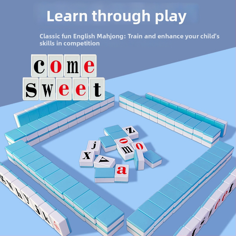 Пластмасова образователна настолна игра с маджонг плочки за деца 0–3 г., интерактивен пъзел за развитие на когниция и координация ръка-око