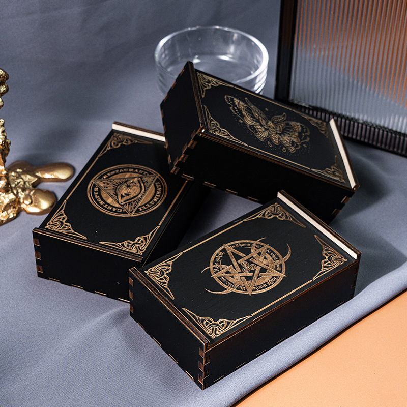 Push-Pull drvena kutija za tarot karte — materijal: basswood plywood; klasifikacija: kartične igre; dobna skupina: 7–61 godina