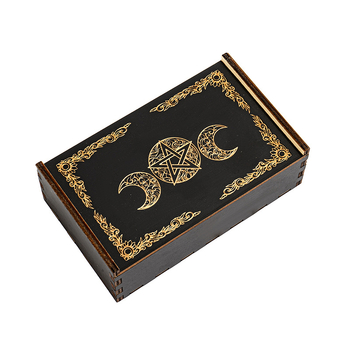Kutija za pohranu tarot karata s kliznim poklopcem; drvena kutija od basswood plywood; za karte tarota i društvene igre; pogodno za dob 7–14, 15–35, 36–60, 61+.