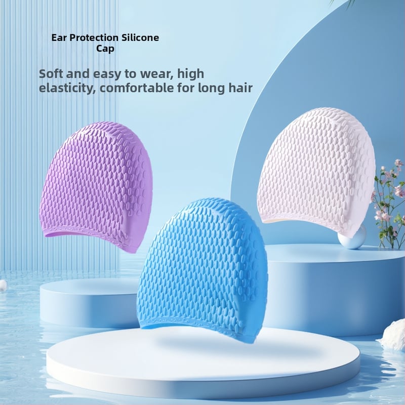 Силиконова шапка за плуване с форма на капка вода, за възрастни, едноцветна, подходяща за плуване и водни спортове