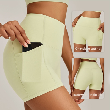 Αθλητικά σορτσάκια γιόγκα με ψηλή μέση και ανύψωση γλουτών, γρήγορο στέγνωμα, διαπνοή, νάιλον και σπάντεξ