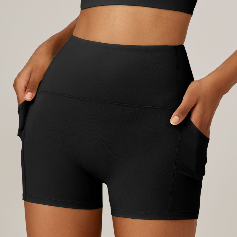Αθλητικά σορτσάκια γιόγκα με ψηλή μέση και ανύψωση γλουτών, γρήγορο στέγνωμα, διαπνοή, νάιλον και σπάντεξ