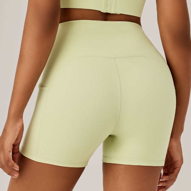 Αθλητικά σορτσάκια γιόγκα με ψηλή μέση και ανύψωση γλουτών, γρήγορο στέγνωμα, διαπνοή, νάιλον και σπάντεξ