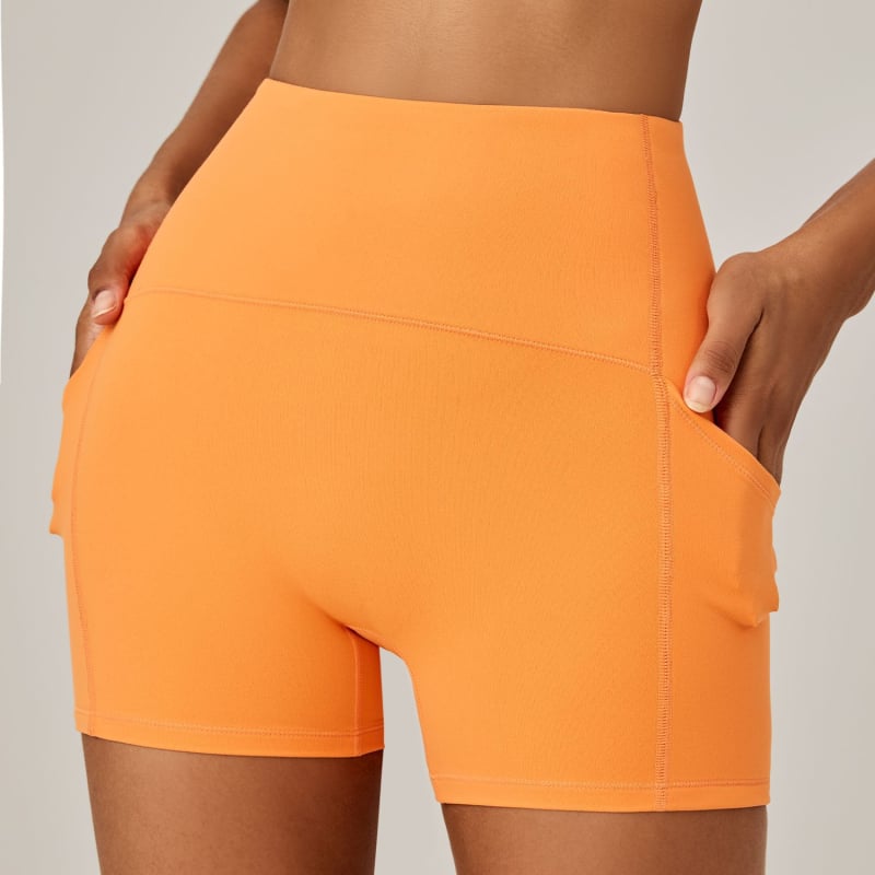 Αθλητικά σορτσάκια γιόγκα με ψηλή μέση και ανύψωση γλουτών, γρήγορο στέγνωμα, διαπνοή, νάιλον και σπάντεξ