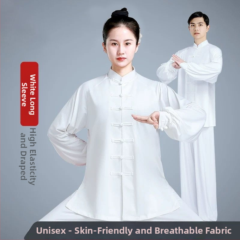 Tai Chi kostým pre ženy – bavlno-vinylonová látka (vinylon 81–90%), ľanová podšívka (81–90%), pre seniorov