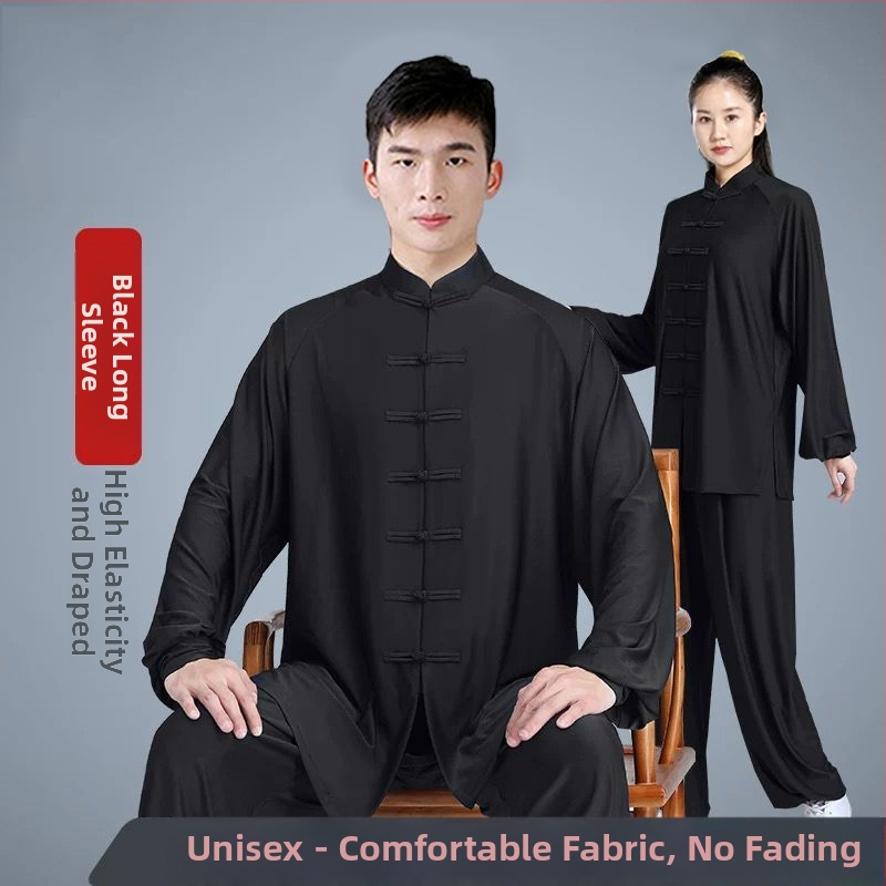 Tai Chi kostým pre ženy – bavlno-vinylonová látka (vinylon 81–90%), ľanová podšívka (81–90%), pre seniorov