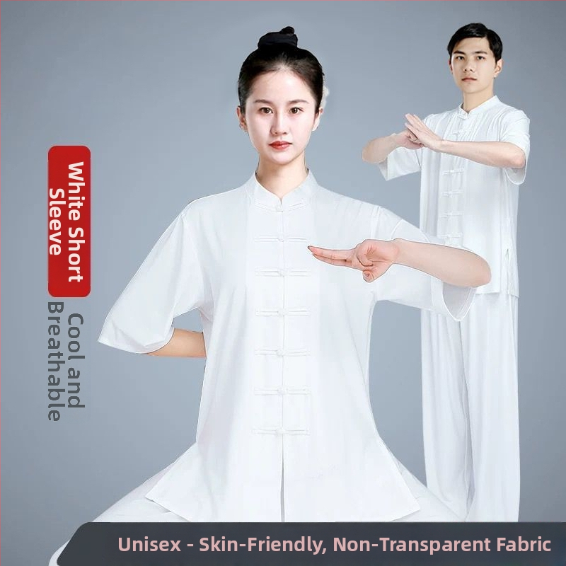 Tai Chi kostým pre ženy – bavlno-vinylonová látka (vinylon 81–90%), ľanová podšívka (81–90%), pre seniorov