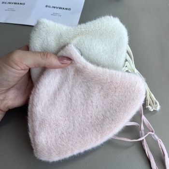 Зимна топла маска за лице с изкуствен зайчи пух, ветроустойчива, за каране на колело и за ски, унисекс, полиестер