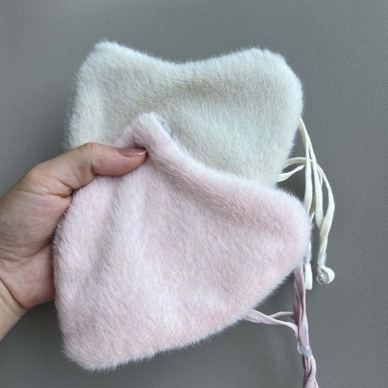 Зимна топла маска за лице с изкуствен зайчи пух, ветроустойчива, за каране на колело и за ски, унисекс, полиестер